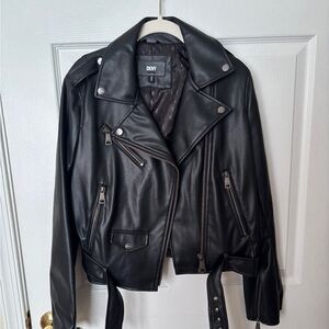 NWOT DKNY Faux Leather Moto Jacket Size M